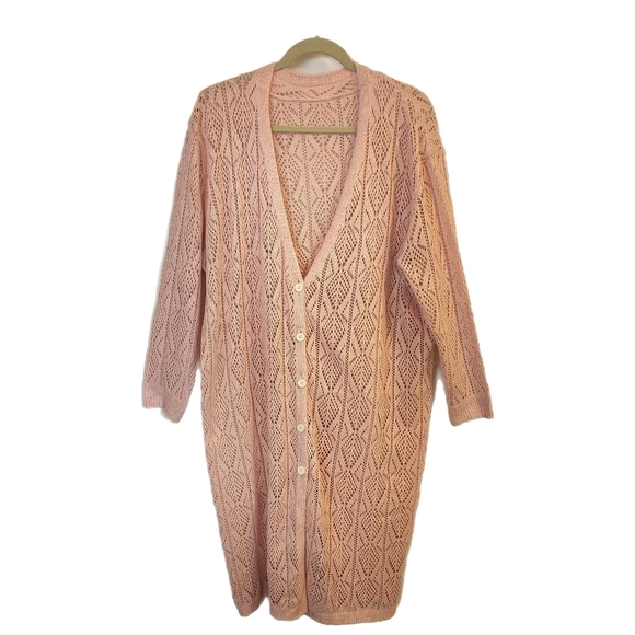 Longline Pink Cardigan Sweater - Picture 4 of 10